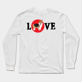 Tri color corgi dog LOVE t-shirt Long Sleeve T-Shirt